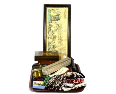 A quantity of assorted collectables to include; tortoiseshell opera glasses; assorted jewellery, wallets and evening bags, be