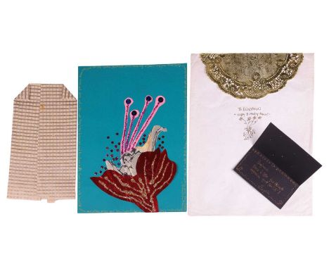 Wangechi Mutu (Kenyan b.1972)Two handmade birthday cards from the artist to fashion designer, Benjamin Liepelt, 2001both sign