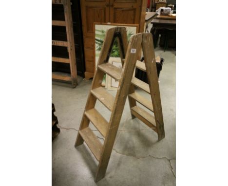 Set of Vintage Pine Double Sided Step Ladders