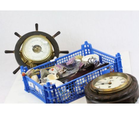 Mixed ceramics and other items to include wall mounted wooden cased Clock & Barometer