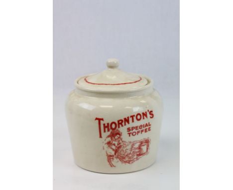 Thorntons Toffee ceramic advertising jar with lid