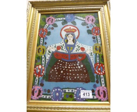 Gilt framed oil painting portrait of a saint, unsigned