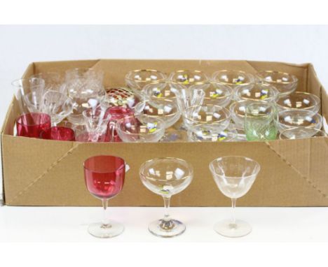 Large collection of vintage Babycham & other drinking glasses etc