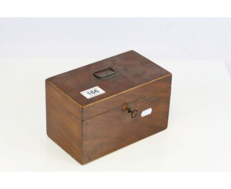 Vintage Mahogany Tea caddy with key and glass mixing bowl