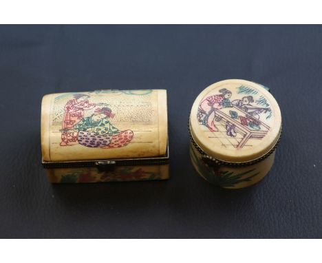 Two bone trinket boxes