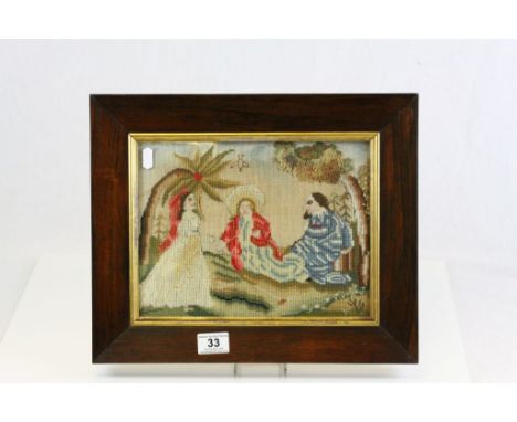Framed & glazed 19th Century Tapestry picture, with Religious theme