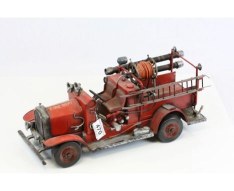 Painted Tinplate Fire engine marked "Fire Dept"