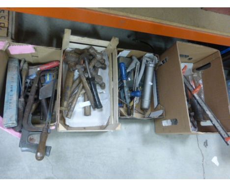 Tools - Three Boxes of Mixed Tools, Box of Hammers and Two Drawers of Mixed DIY Accessories in Small Boxes