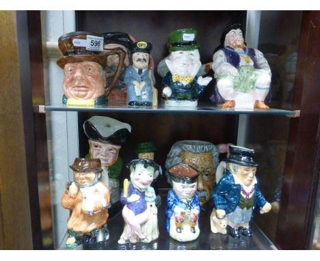 Collection of Fourteen Toby / Character Jugs including Royal Doulton Falstaff, Melba Ware Mr Punch and Henry VIII, Roy Kirkha