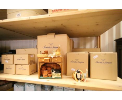 Fourteen Boxed Sherratt & Simpson Cats including Hide and Seek, Motherly Love, Weighing In, Lumber Jack, 3 Kittens playing ar