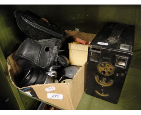A Nikon camera, camera accessories, etc.