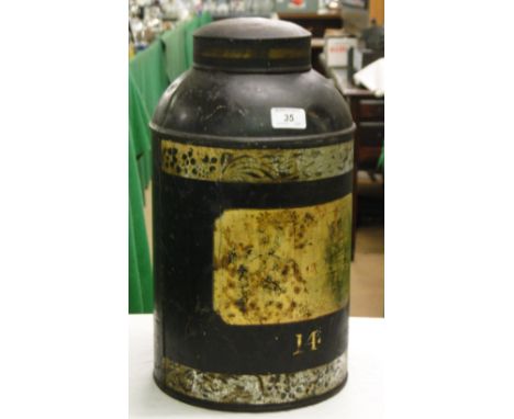 A Victorian grocer's shop Toleware tea caddy.