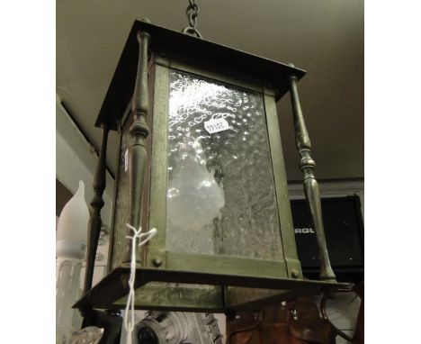 A brass hanging lantern.