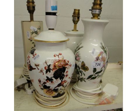 2 Portmeirion table lamps, a Coalport lamp and an Oriental lamp.