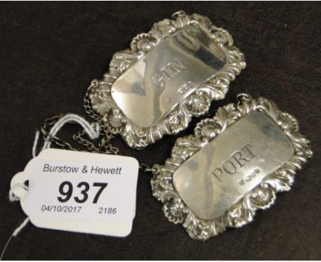 2 silver decanter labels.