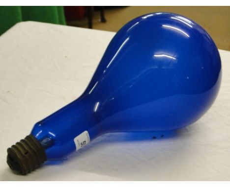 A Vintage large blue electric light bulb.