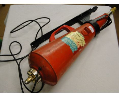 A Mini-Max model AW fire extinguisher, with mounting bracket, converted to a lamp.