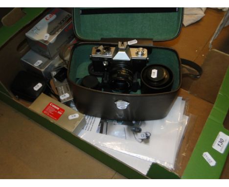 A cased Praktica LTL 3 camera and accessories.