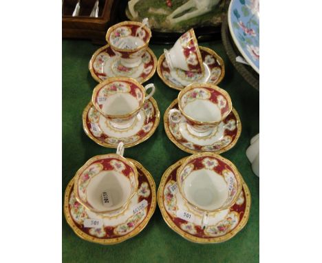 A set of 6 Royal Albert "Lady Hamilton" coffee cups and saucers.