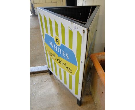 A Vintage R Whites triangular litter bin.