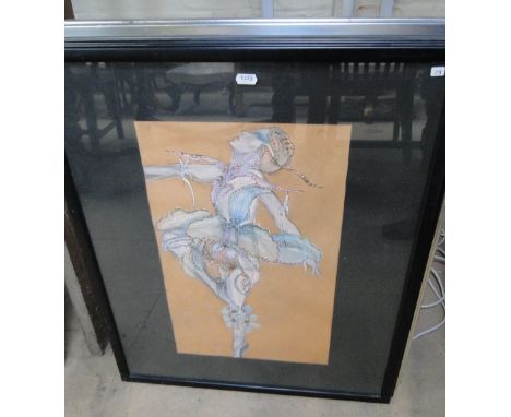 Ruth, pair of crayon and watercolours, figure studies, and Jonathan Poole, pair of Limited Edition lithographs.