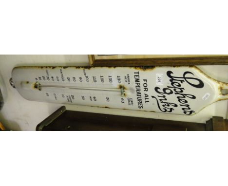 An enamelled thermometer advertising Stephen's Inks.