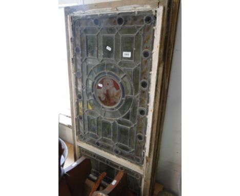 Pair of Victorian coloured lead light glass window panels.