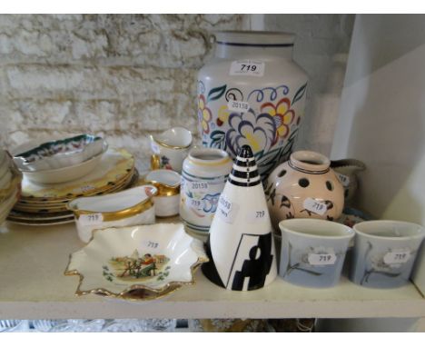 A Poole Pottery vase, pair of Copenhagen pots, etc.