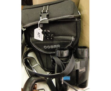 Minox 10 x 32 high grade German waterproof binoculars, rubber armoured, in a cobra camera case.