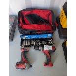 Milwaukee Drill Set with 1 Battery and Socket Set
