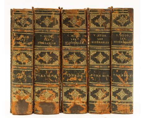 Hugo (Victor) Les Miserables, 10 vol. in 5, first edition, frontispieces and plates, many heavily spotted, some offsetting, c