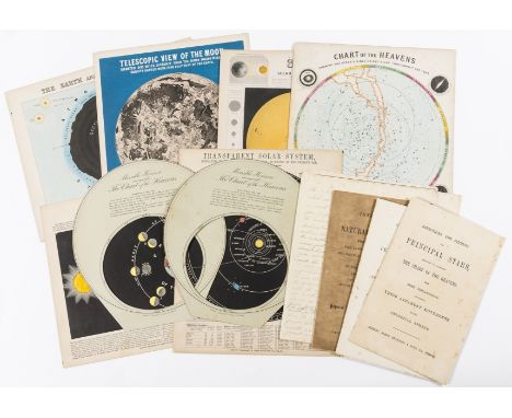Astronomy.- [Reynolds (James)] [Astronomical Diagrams], 16 educational plates, some hand-coloured, some with tissue-paper to 