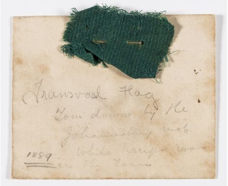 South Africa.- Kruger (Paul, South African politician, 1825-1904).- Transvaal Flag, small piece of green flag torn and attach