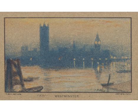 London.- Way (Thomas R.) The Thames at Eventide, signed limited edition numbered 64 of 150, 6 mounted colour lithographs, eac