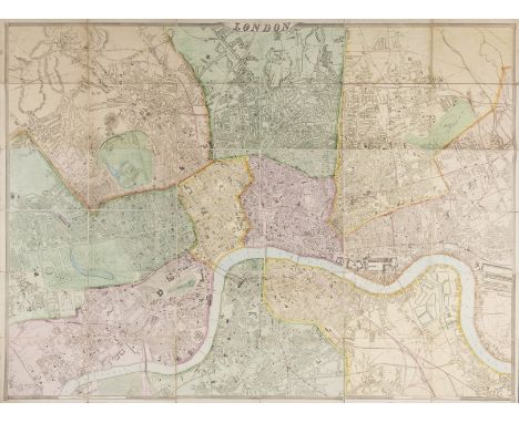 London.- Weller (Edward) London, large folding map on a scale of 9 1/2" to the mile, engraving with hand-colouring, 1430 x 19