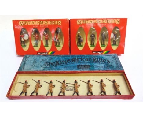 THREE SETS OF BRITAINS MODEL SOLDIERS  comprising a No.225, The King's African Rifles, boxed, the box with Whisstock label (l