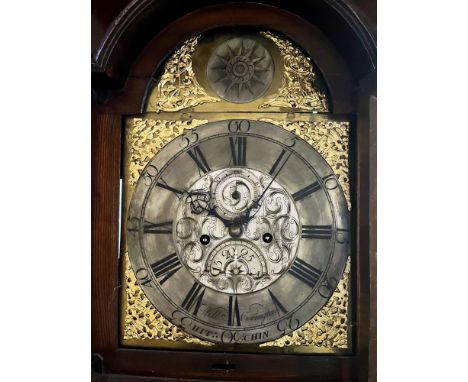 A GEORGE III MAHOGANY CASED 8-DAY LONGCASE CLOCK  the silvered dial with subsidiary seconds dial and date aperture, signed 'W