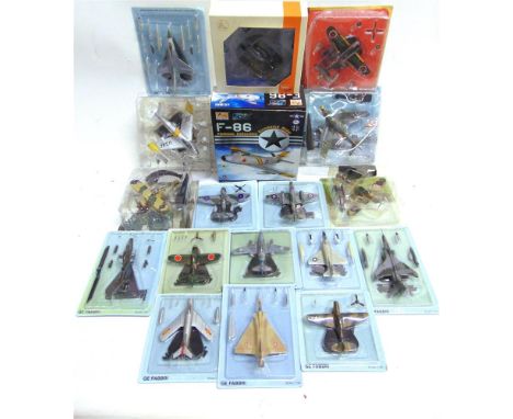 ASSORTED DIECAST MODEL MILITARY AIRCRAFT  comprising seven 1/72 scale and eleven 1/100, by GE Fabbri and others, each in orig