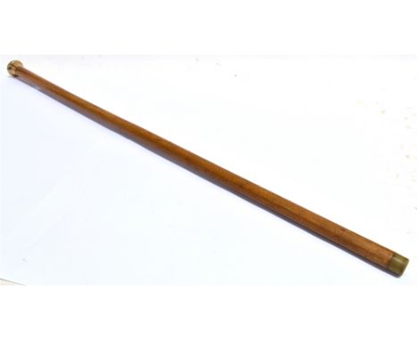 A 9CT GOLD TOP MALACCA WALKING STICK  the gold top hallmarked for London 1922, maker k&amp;s, KENDALL, stick length 89.5cm