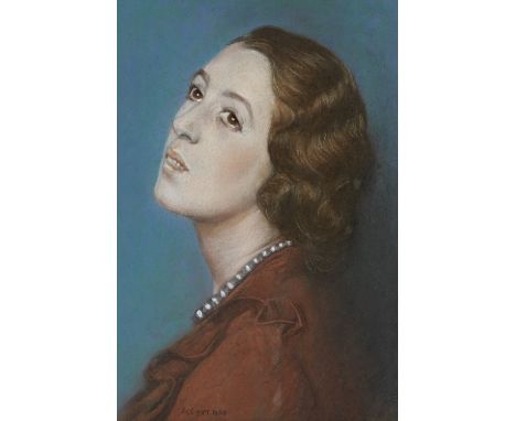 Austin Osman Spare (British, 1886-1956)Portrait of Charlotte Elizabeth Newman signed with initials, dated and inscribed 'AOS 
