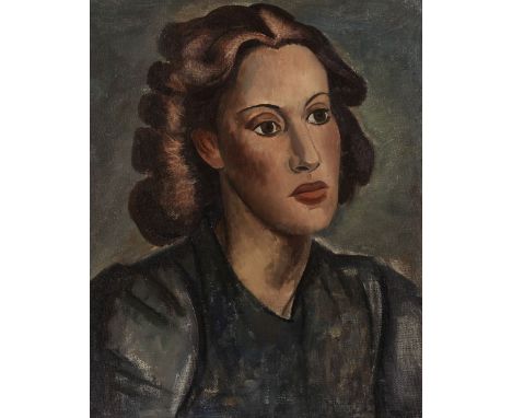 Bernard Meninsky (British, 1891-1950)Portrait in Green signed 'Meninsky' (lower right)oil on canvas51 x 40.5cm (20 1/16 x 15 