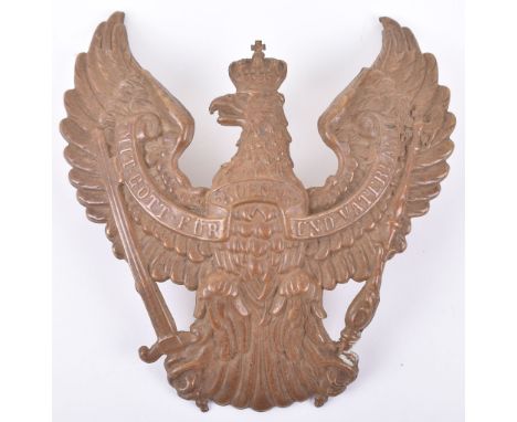 Imperial German Prussian Dragoon Regiment Officers Helmet Plate, example has dulled finish to the front of the plate. Complet