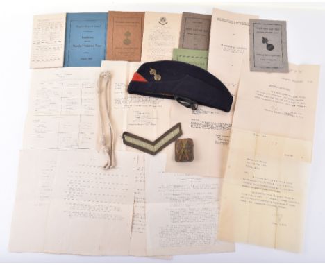 Scarce Shanghai Volunteer Corps Field Service Cap, Paperwork &amp; Photograph Grouping, the cap is of blue body with red fron