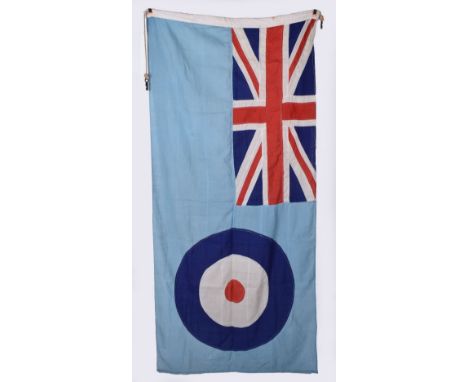 Royal Air Force Station Flag / Ensign, constructed of multi piece hessian cloth with taped edge. RAF roundel to the centre wi