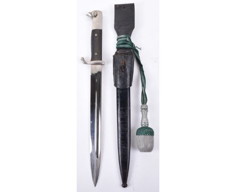 WW2 German Dress Bayonet by E F Horster, fine example with two piece chequered grips, nickel plated eagle head pommel and qui