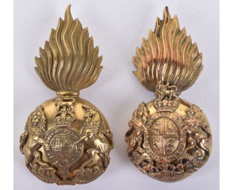 Victorian Royal Scots Fusiliers Officers Headdress Badge, fine gilt metal two piece headdress grenade with two lug fittings t