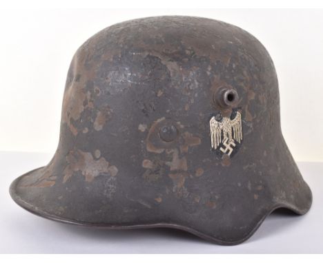 Rare M-18 German Army Transitional Cavalry / Telegraphists Ear Cut Out Helmet, superb untouched example of the WW1 pattern st