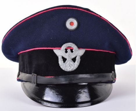 Third Reich Fire Police Officials Peaked Cap, good example of the peaked cap worn by German Fire Officials in WW2. Blue cloth