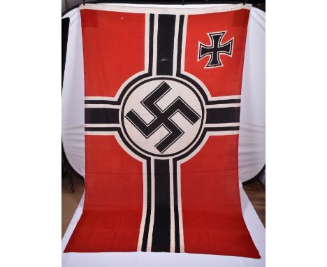 WW2 German Kriegsmarine Battle Flag (Kriegsflagge), fine example of the printed cotton battle flag with central swastika and 