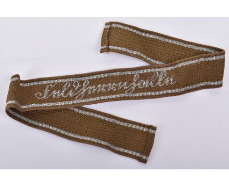 Scarce German Wehrmacht Panzer-Grenadier Division Feldherrnhalle Tunic Cuff Title, fine example of the light brown cotton cuf